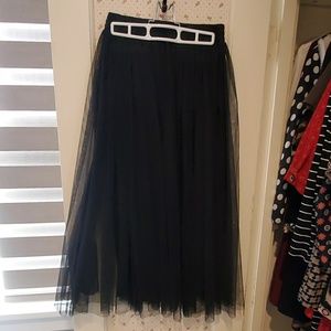 Black tulle midi skirt